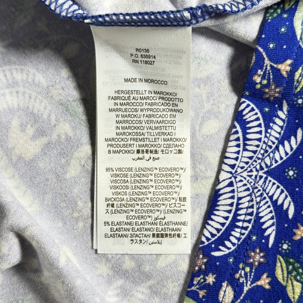 Boden Maxi Skirt Blue Palm Tree Print Elastic Waist Women's‎ US 12R Pockets NWT - Picture 10 of 16